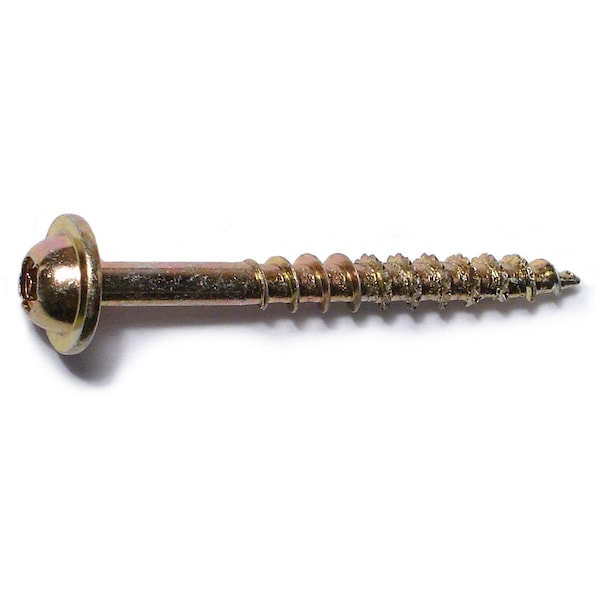 Saberdrive Wood Screw, #9, 1-3/4 in, Zinc Yellow Steel Round